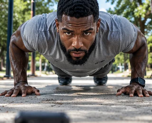 Push-up challenge in a park